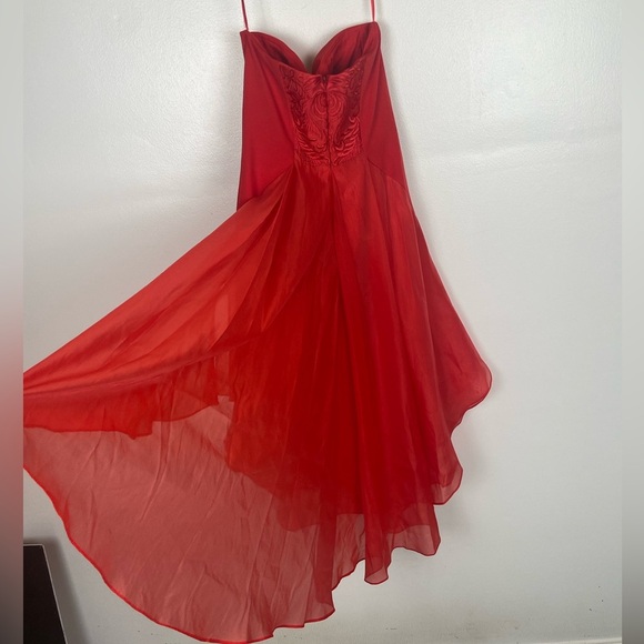 Janique By Kourosh Babaian Strapless Evening Dress Size 0 Red Prom High Low - Picture 2 of 13